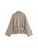 Nora Belted Check Trench Jacket