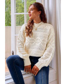 Layla Cable Knit Off White Sweater 