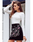 Letitia Embroidered Black Skirt