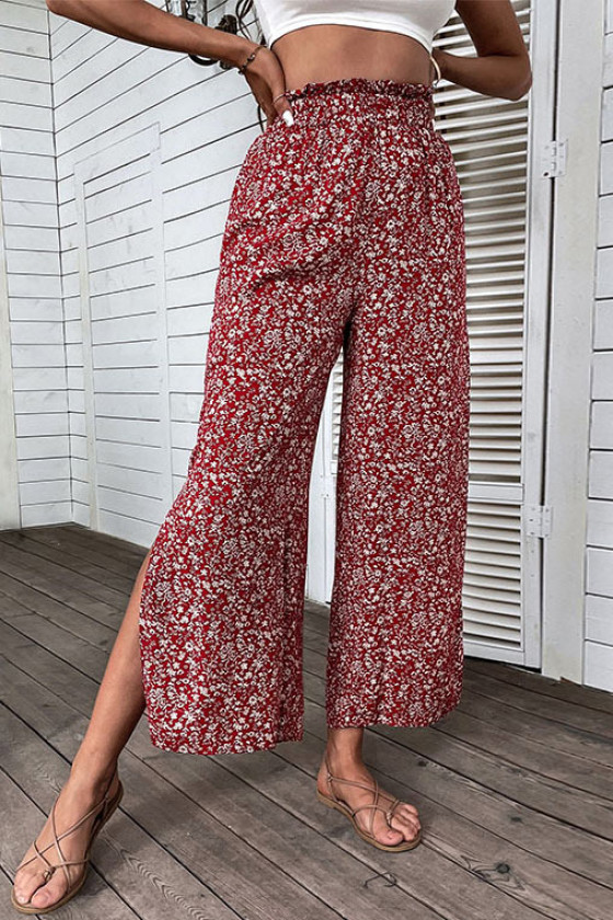 Boho Blossom Side Slits Pants