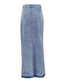 Denim Maxi Skirt with Front Slit