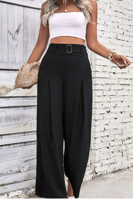 Lightweight Wide Leg Pants in Black