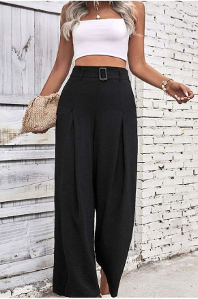 Lightweight Wide Leg Pants in Black