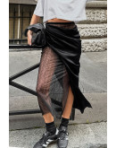 Noir Edge Satin Wrap Skirt