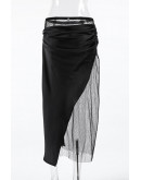 Noir Edge Satin Wrap Skirt