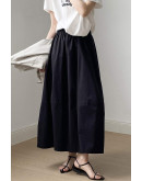 Minimal A-Line Flow Black Skirt