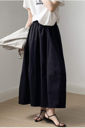 Minimal A-Line Flow Black Skirt