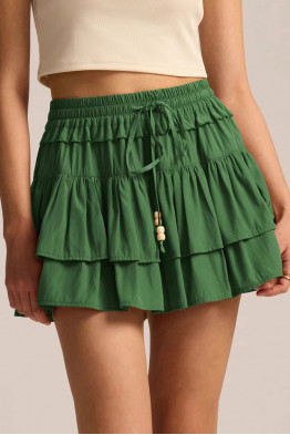 Noa Tiered Ruffle Green Skirt