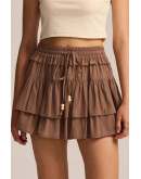 Noa Tiered Ruffle Brown Skirt
