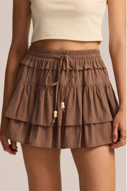 Noa Tiered Ruffle Brown Skirt