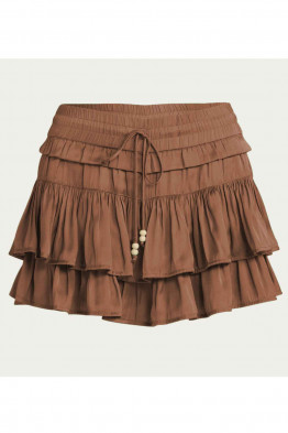 Noa Tiered Ruffle Brown Skirt