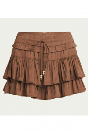 Noa Tiered Ruffle Brown Skirt