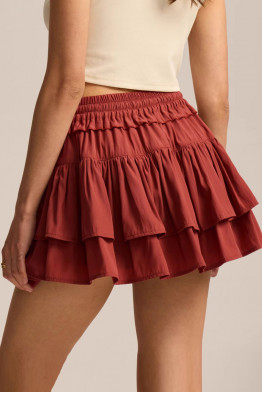 Noa Tiered Ruffle Orange Skirt
