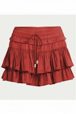 Noa Tiered Ruffle Orange Skirt