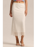 Andrea Sheer Embroidered White Skirt