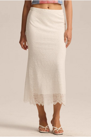 Andrea Sheer Embroidered White Skirt