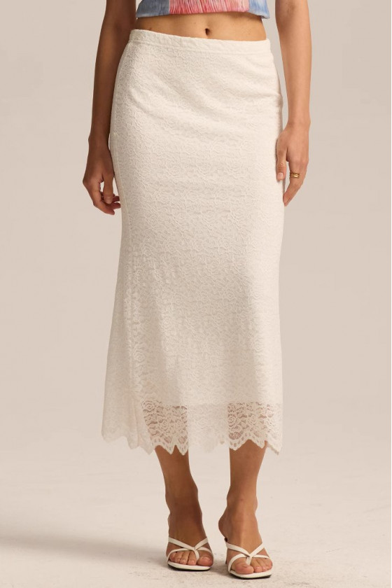 Andrea Sheer Embroidered White Skirt