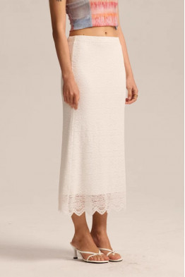 Andrea Sheer Embroidered White Skirt