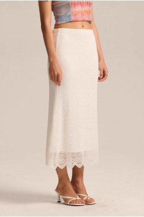 Andrea Sheer Embroidered White Skirt