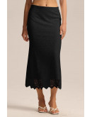 Andrea Sheer Embroidered Black Skirt