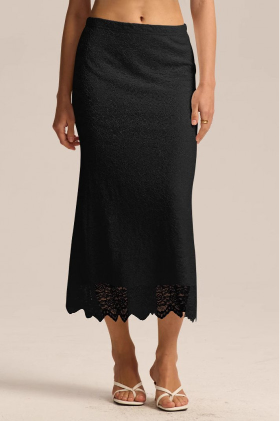 Andrea Sheer Embroidered Black Skirt