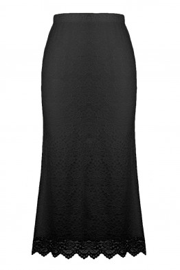 Andrea Sheer Embroidered Black Skirt