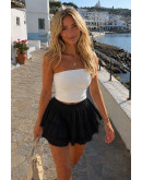 Swiss Dot Ruffle Skort in Black
