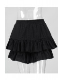 Swiss Dot Ruffle Skort in Black