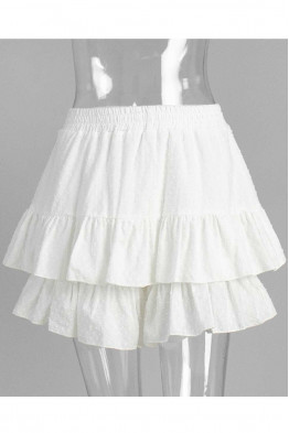 Swiss Dot Ruffle Skort in White