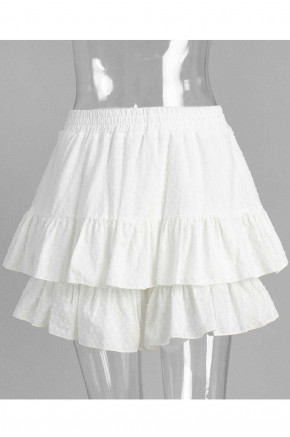 Swiss Dot Ruffle Skort in White