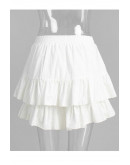 Swiss Dot Ruffle Skort in White
