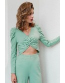 Chloe Puff Sleeve Crop Top Set