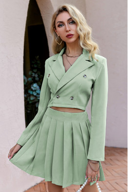 Polly Crop Blazer Top and Skirt Set