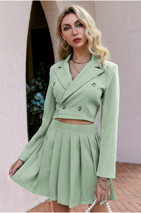 Polly Crop Blazer Top and Skirt Set