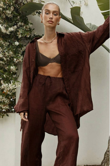 Corinne Long Matching Set in Brown