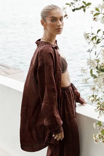 Corinne Long Matching Set in Brown