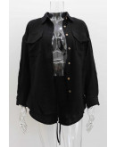 Black Gauze Shirt Set