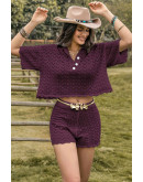 Elara Crochet Co-Ord Set in Purple