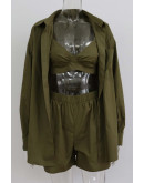 Holly 3 Piece Loungewear Set in Olive