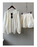 Elowen Sheer Lace Blouse & Shorts Set