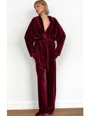 Brisa Velvet Pajama Set in Red