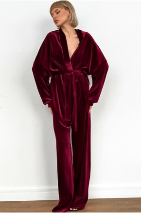 Brisa Velvet Pajama Set in Red