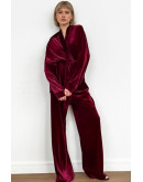 Brisa Velvet Pajama Set in Red