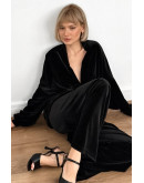 Brisa Velvet Pajama Set in Black