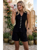 Alessia Tailored Black Vest Set