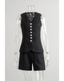 Alessia Tailored Black Vest Set