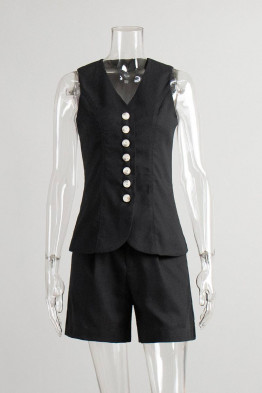 Alessia Tailored Black Vest Set