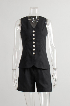 Alessia Tailored Black Vest Set