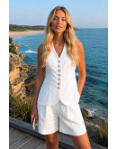 Alessia Tailored White Vest Set