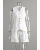 Alessia Tailored White Vest Set